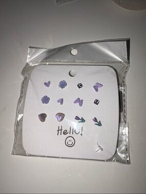 Purple Floral and Heart Earring Set